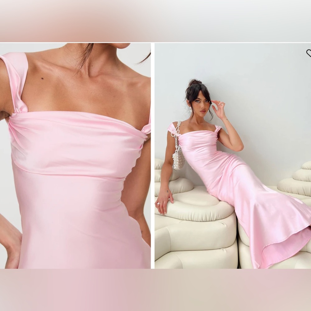 AZURA OFF THE SHOULDER MAXI DRESS PINK Princess Polly Brand New